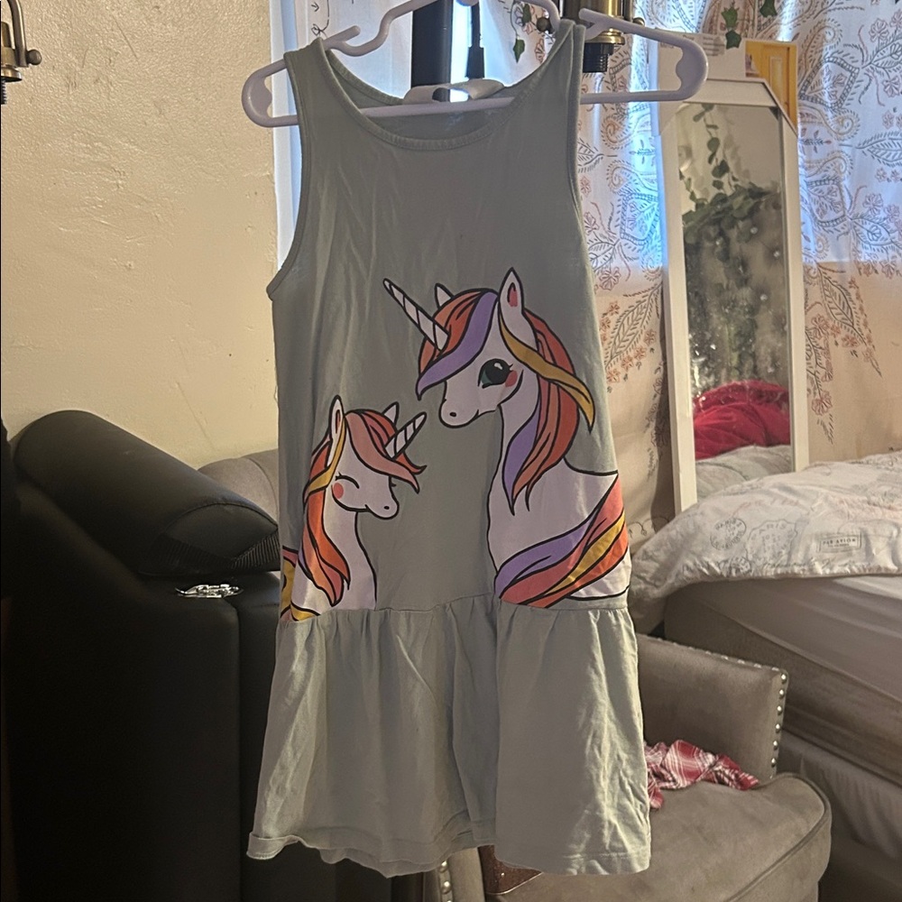 H&M Kids Dress - Gray with Vibrant Unicorns
